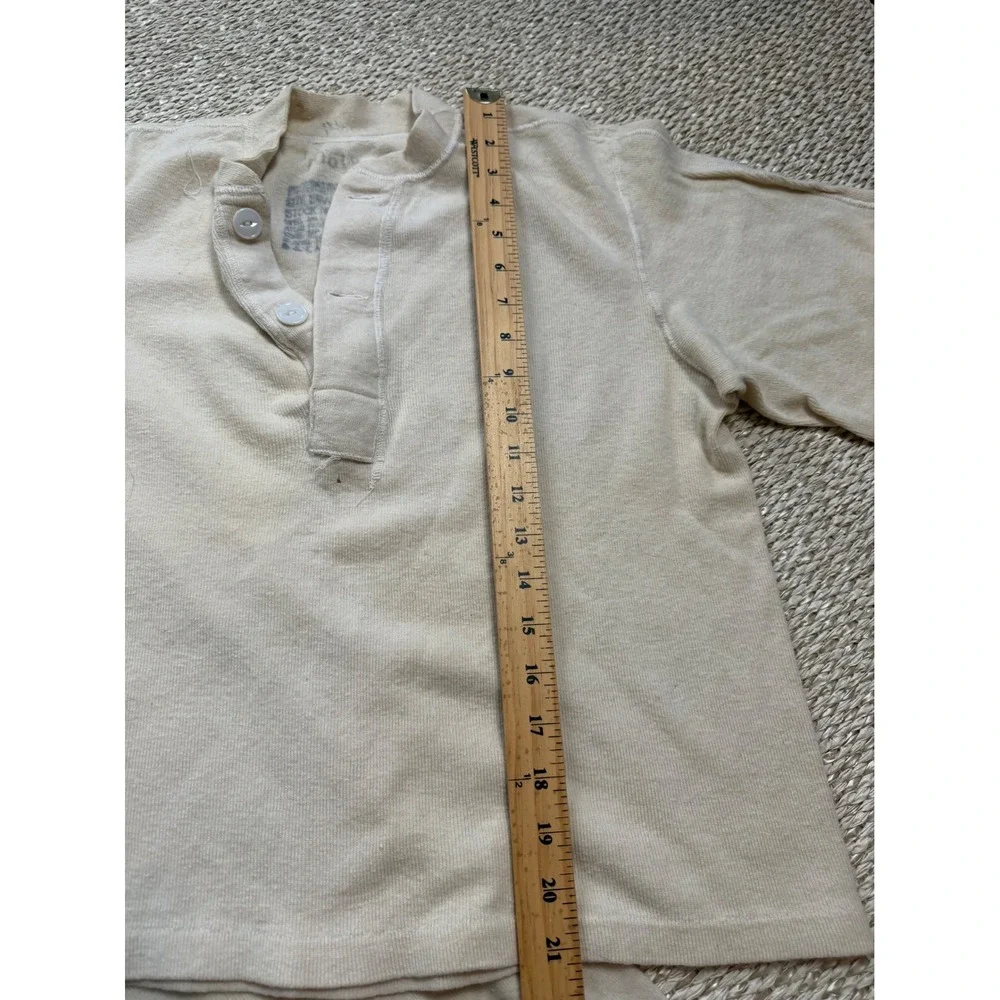 Vintage Military Thermal Long Underwear Set Henley Top Bottoms Cream Korea wool
